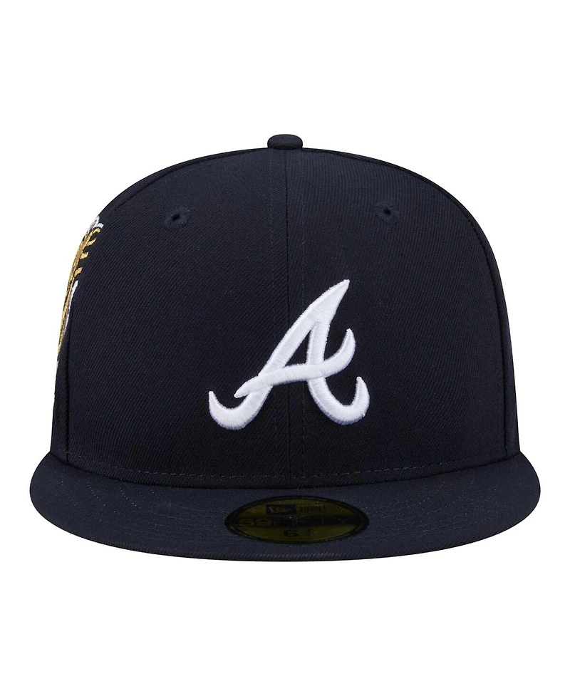 New Era Men's Navy Atlanta Braves Hidden Hit 59FIFTY Fitted Hat