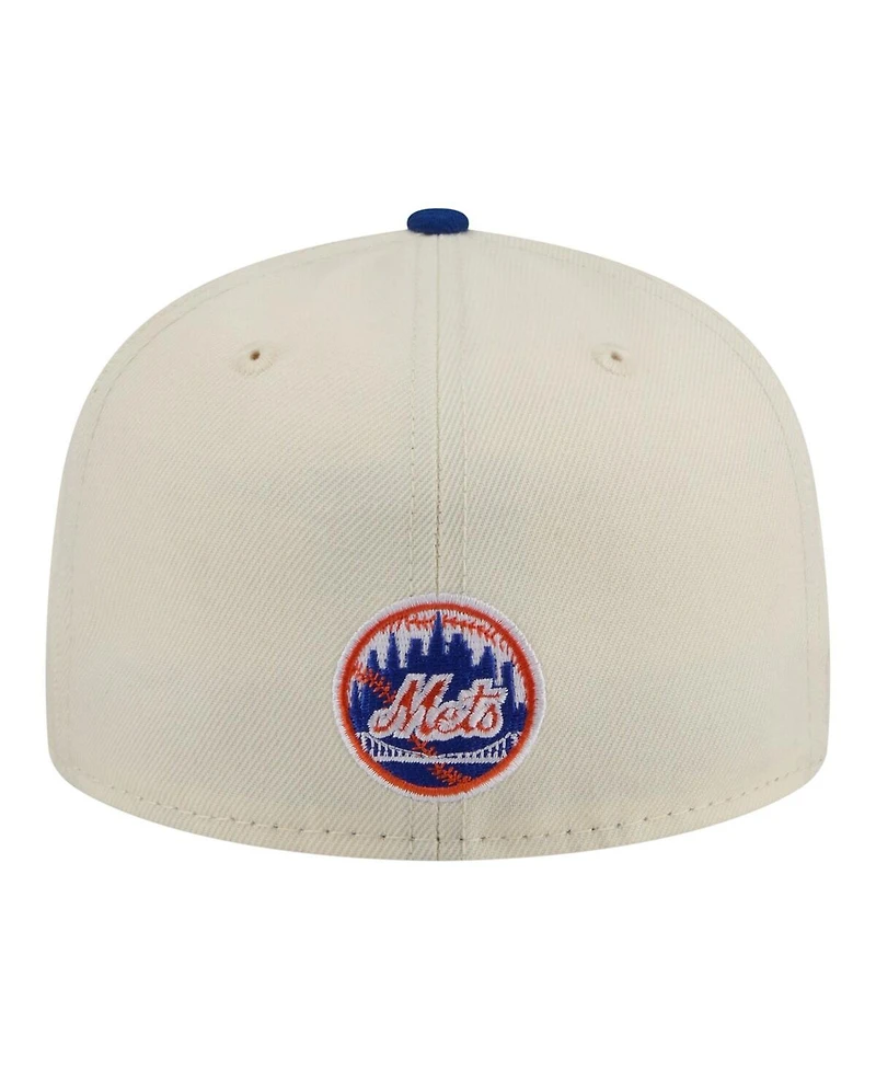 New Era Men's Cream York Mets Two-Tone Stitch 59FIFTY Fitted Hat