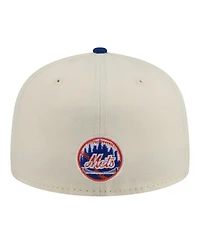 New Era Men's Cream York Mets Two-Tone Stitch 59FIFTY Fitted Hat
