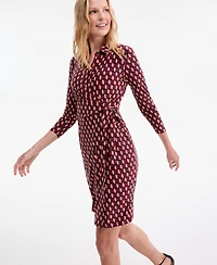 Anne Klein Women's Printed Faux-Wrap Tie-Waist Dress