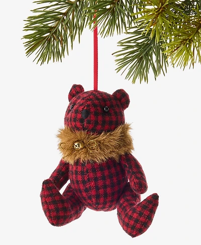 Holiday Lane Cozy Cabin Plaid Bear Ornament, Macy's Exclusive