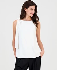 Anne Klein Womens Tie Shoulder Sleeveless Blouse