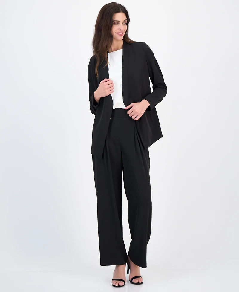 Anne Klein Women's Stretch Collarless Open-Front Jacket