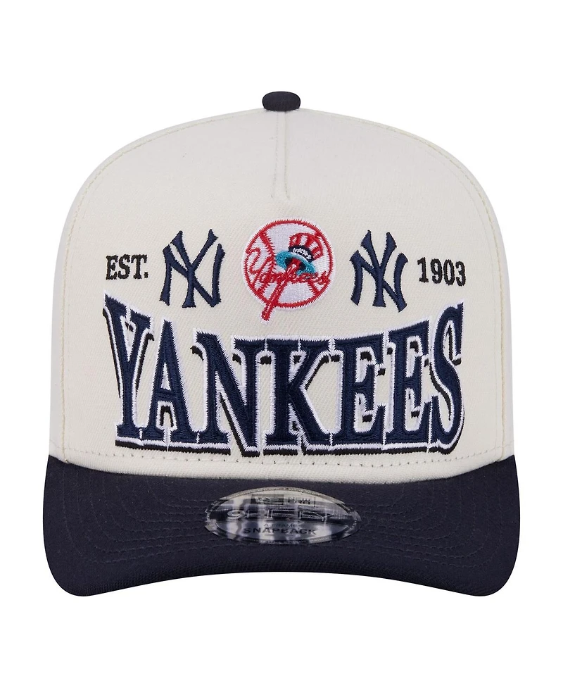 New Era Men's Cream New York Yankees Throwback Tri-Hit A-Frame 9FIFTY Adjustable Hat
