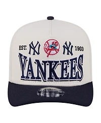 New Era Men's Cream New York Yankees Throwback Tri-Hit A-Frame 9FIFTY Adjustable Hat