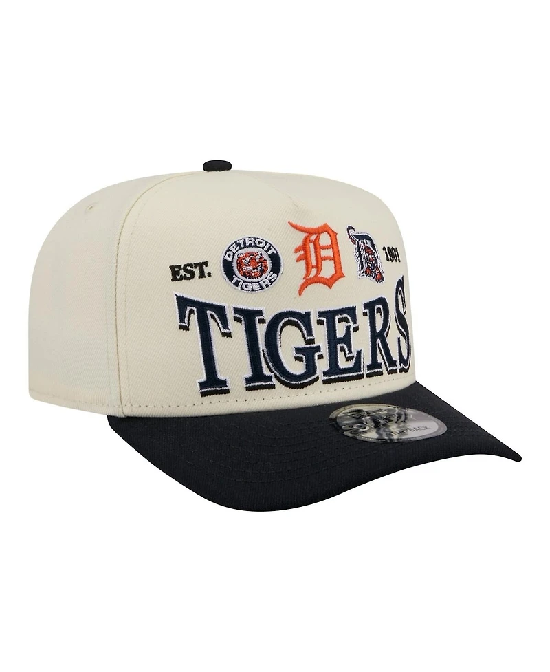New Era Men's Cream Detroit Tigers Throwback Tri-Hit A-Frame 9FIFTY Adjustable Hat