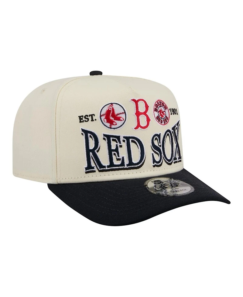 New Era Men's Cream Boston Red Sox Throwback Tri-Hit A-Frame 9FIFTY Adjustable Hat