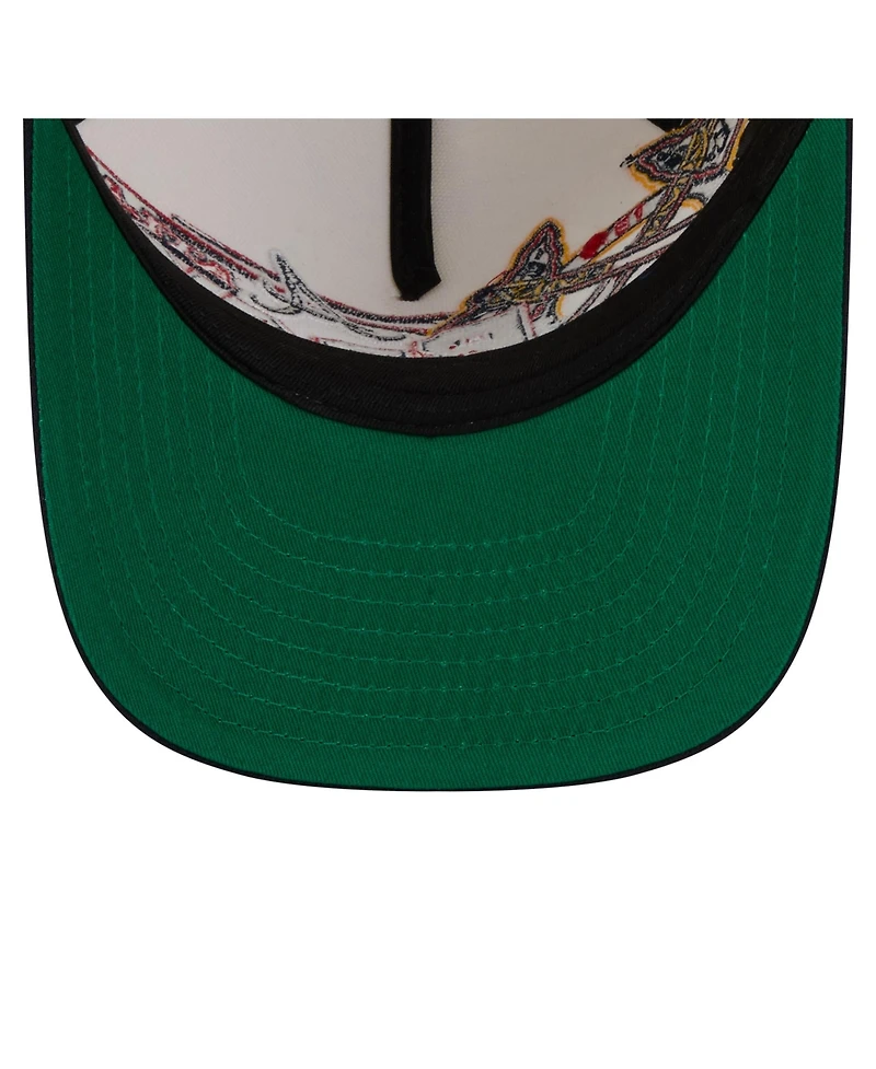 New Era Men's Cream/Navy Atlanta Braves Classic A-Frame 9FIFTY Snapback Hat