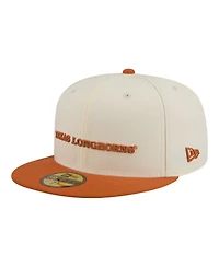 New Era Men's Cream/Texas Orange Texas Longhorns Two-Tone Script 59FIFTY Fitted Hat