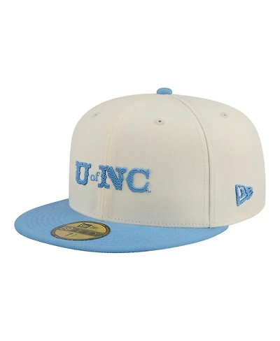 New Era Men's Cream/Carolina Blue North Carolina Tar Heels Two-Tone Script 59FIFTY Fitted Hat