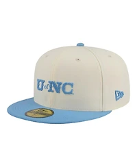 New Era Men's Cream/Carolina Blue North Carolina Tar Heels Two-Tone Script 59FIFTY Fitted Hat