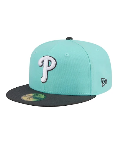 New Era Men's Turquoise/Charcoal Philadelphia Phillies Two-Tone Color Pack 59FIFTY Fitted Hat