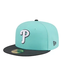 New Era Men's Turquoise/Charcoal Philadelphia Phillies Two-Tone Color Pack 59FIFTY Fitted Hat