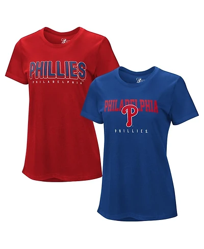 G-iii 4Her by Carl Banks Women's Red/Royal Philadelphia Phillies Two T-Shirt Combo Pack