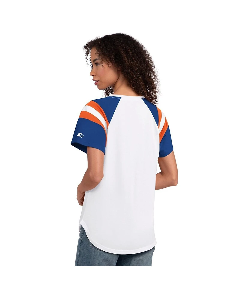 Starter Women's White Denver Broncos Game On Notch Neck T-Shirt