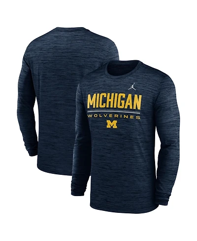 Jordan Men's Navy Michigan Wolverines Sideline Velocity Dri-fit Long Sleeve T-Shirt