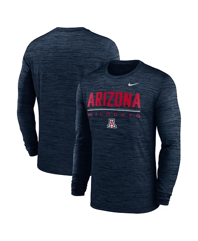 Nike Men's Navy Arizona Wildcats Sideline Velocity Dri-fit Long Sleeve T-Shirt