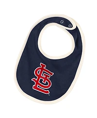Outerstuff Baby Boys and Girls 3-Piece Navy St. Louis Cardinals Up One Bodysuit, Bib Booties Set