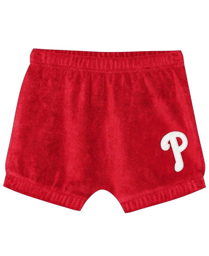 Outerstuff Girls Toddler 2-Piece Red Philadelphia Phillies Hop Base Fashion T-Shirt and Shorts Set