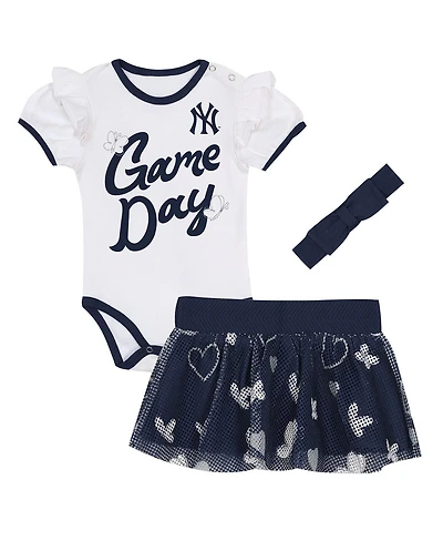 Outerstuff Baby Girls 3-Piece New York Yankees Bodysuit, Headband and Skirt Set