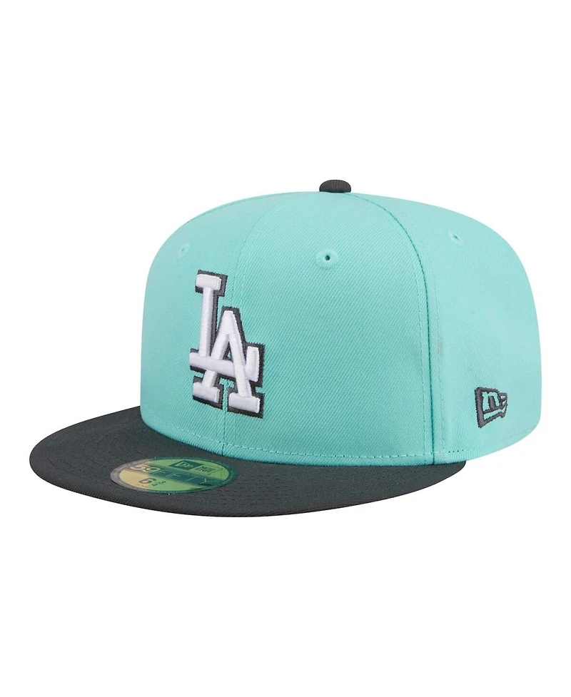 New Era Men's Turquoise/Charcoal Los Angeles Dodgers Two-Tone Color Pack 59FIFTY Fitted Hat
