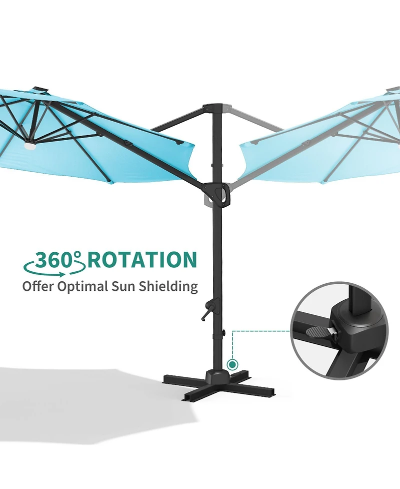 homfan 10FT Cantilever Umbrella, 360degree(s) Rotation & Tilt, Waterproof Windproof 600D Fabric, Rustproof Aluminum Frame Base, for Garden, Patio