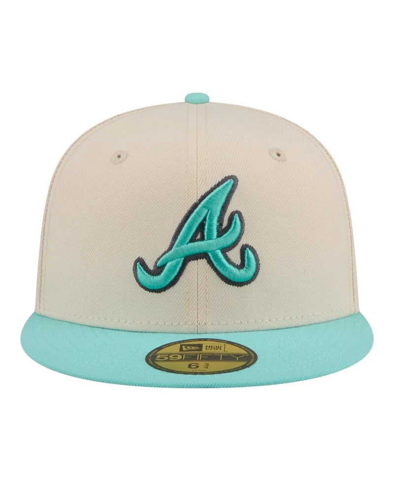 New Era Men's Light Beige/Turquoise Atlanta Braves Two-Tone Color Pack 59FIFTY Fitted Hat