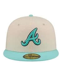 New Era Men's Light Beige/Turquoise Atlanta Braves Two-Tone Color Pack 59FIFTY Fitted Hat