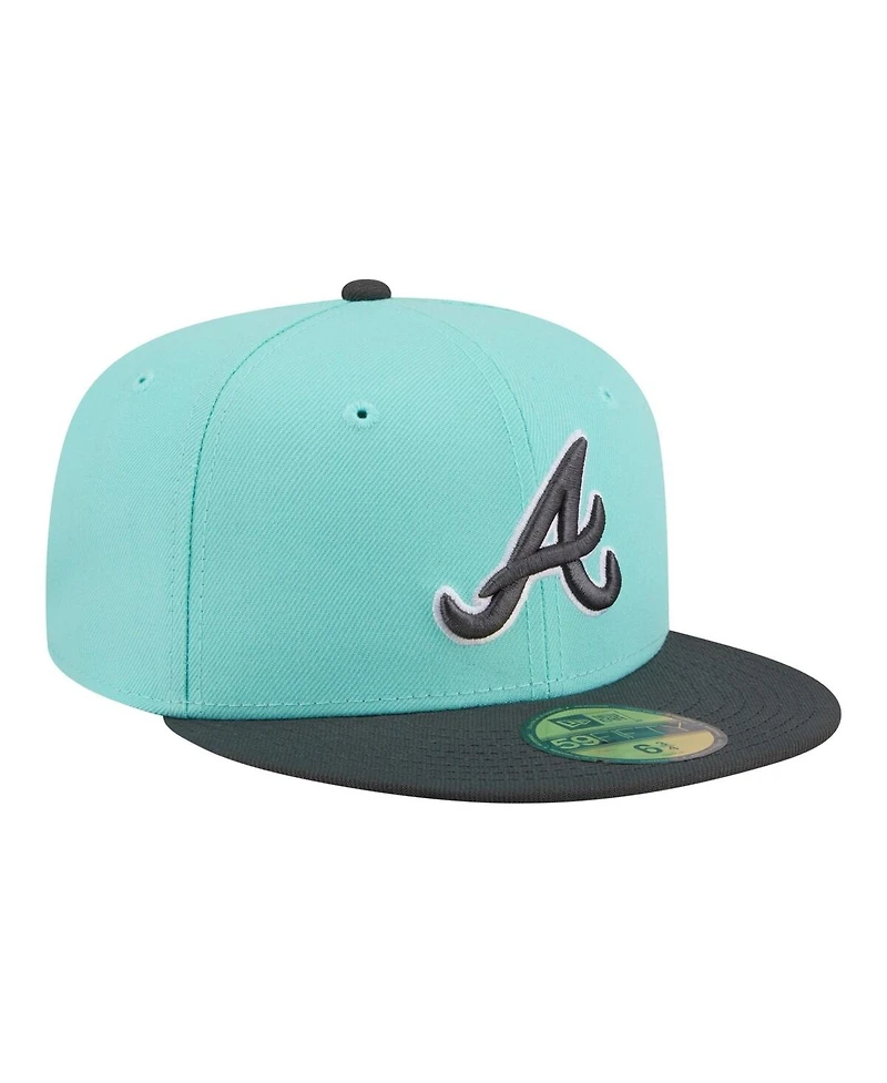 New Era Men's Turquoise/Charcoal Atlanta Braves Two-Tone Color Pack 59FIFTY Fitted Hat