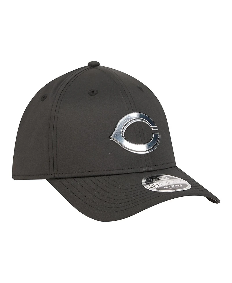 New Era Men's Black Cincinnati Reds Metallic 39THIRTY M-Crown Flex Hat