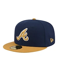 New Era Men's Navy/Khaki Atlanta Braves Two-Tone Color Pack 59FIFTY Fitted Hat
