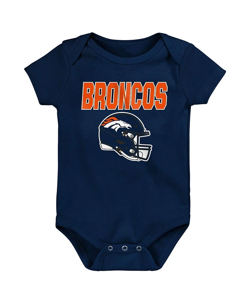 Outerstuff Baby Boys and Girls 3-Pack Denver Broncos Littlest Player Bodysuit Set