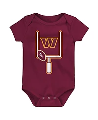 Outerstuff Baby Boys and Girls 3-Pack Washington Commanders Littlest Player Bodysuit Set