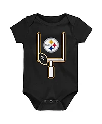 Outerstuff Baby Boys and Girls 3-Pack Pittsburgh Steelers Littlest Player Bodysuit Set