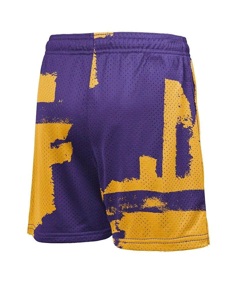 Nike Big Boys and Girls Purple Los Angeles Lakers Courtside Pro Shot Dri-fit Mesh Practice Shorts