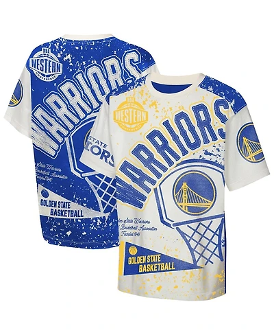 Outerstuff Big Boys and Girls White Golden State Warriors Top Player All-Over-Print T-Shirt