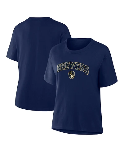 Fanatics Women's Navy Milwaukee Brewers Lockup Legacy T-Shirt