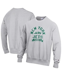 Champion Men's Heather Gray New York Jets Reverse Weave Fleece Pullover Sweatshirt