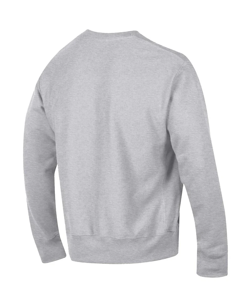 Champion Men's Gray Washington Huskies Distressed Arch Over Logo Reverse Weave Crew Neck Sweatshirt