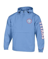 Champion Men's Light Blue Tennessee Titans Packable Hooded Windbreaker Half-Zip Jacket