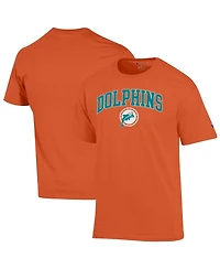 Champion Men's Orange Miami Dolphins Arch Over Logo T-Shirt