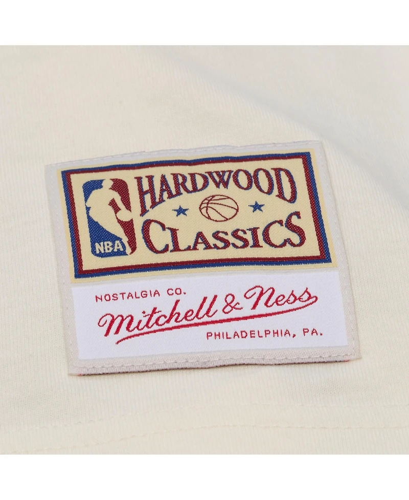 Mitchell & Ness Men's Cream Philadelphia 76ers Hardwood Classics Chainstitch Premium T-Shirt