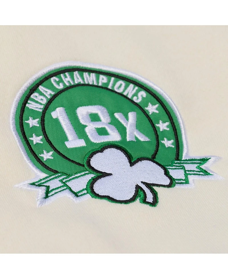 Mitchell & Ness Men's Cream Boston Celtics Hardwood Classics Chainstitch Premium Fleece Hoodie