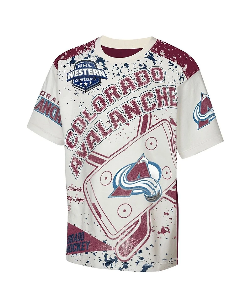 Outerstuff Big Boys and Girls Cream Colorado Avalanche Top Player T-Shirt
