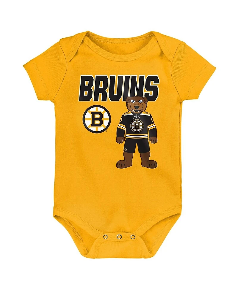 Outerstuff Baby Boys and Girls 3-Pack Boston Bruins Littlest Player Bodysuit Set