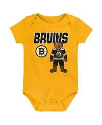 Outerstuff Baby Boys and Girls 3-Pack Boston Bruins Littlest Player Bodysuit Set