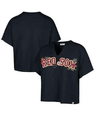 Stoney Clover Lane X '47 Brand Women's Navy Boston Red Sox Oversized Notch Neck T-Shirt