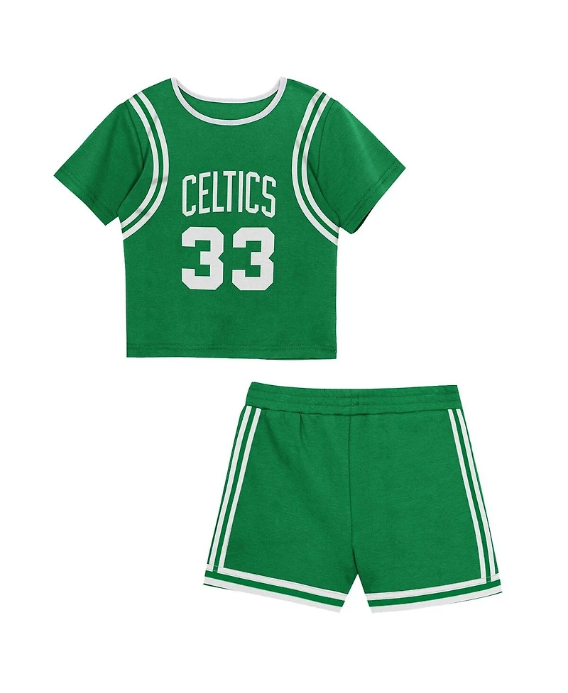 Mitchell & Ness Toddler 2-Piece Larry Bird Kelly Green Boston Celtics Play by Place T-Shirt and Shorts Set