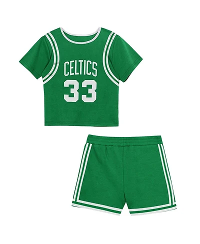 Mitchell & Ness Toddler 2-Piece Larry Bird Kelly Green Boston Celtics Play by Place T-Shirt and Shorts Set