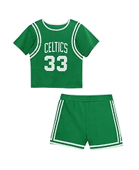 Mitchell & Ness Toddler 2-Piece Larry Bird Kelly Green Boston Celtics Play by Place T-Shirt and Shorts Set